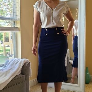 NY&Co Navy Blue Pencil Skirt